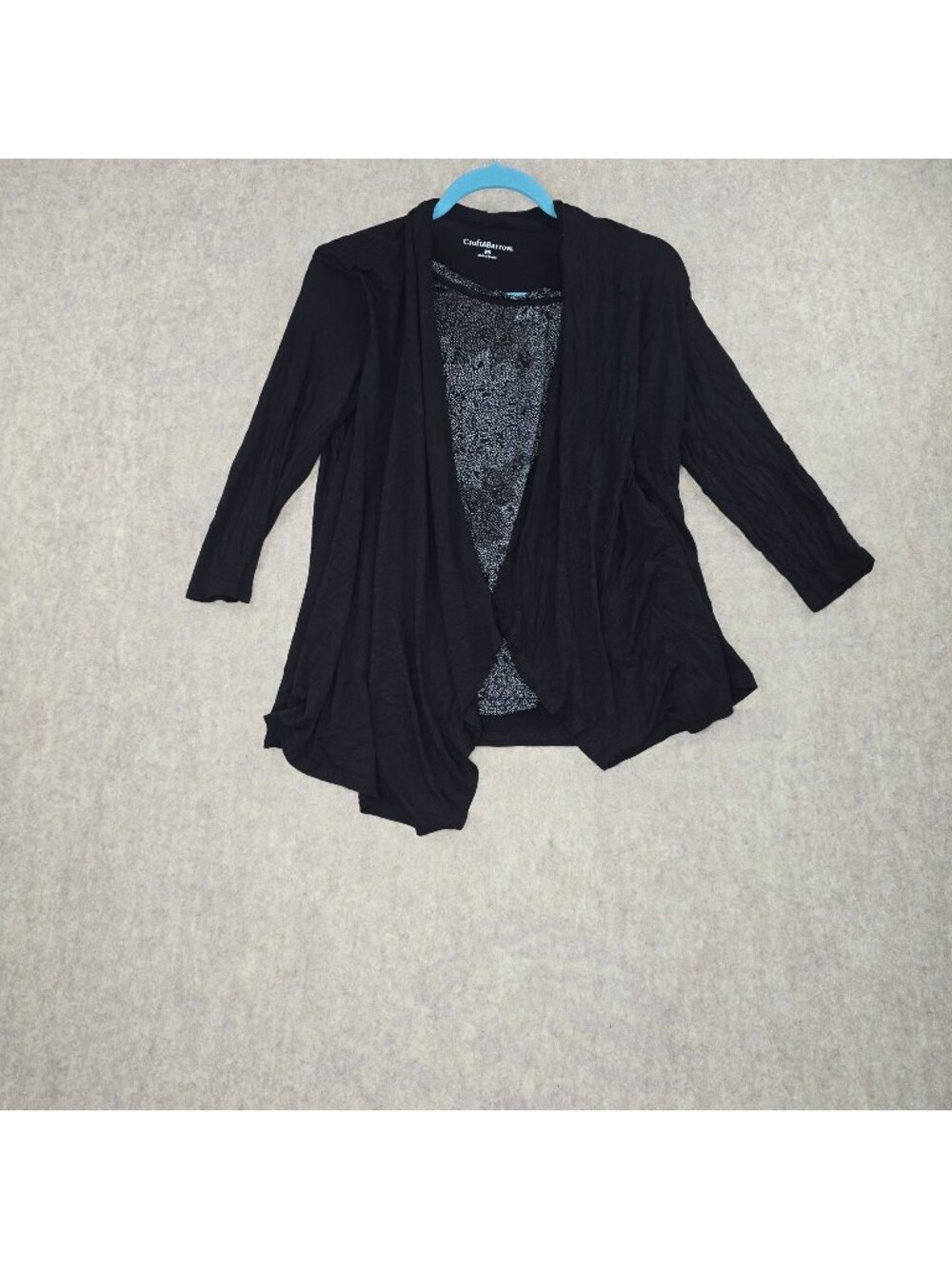 Croft & Barrow Petite Black Open-Front Cardigan PS